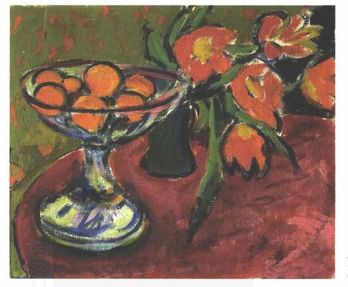 Ernst Ludwig Kirchner Stil live with tulips and oranges China oil painting art